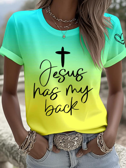 Women's Jesus Has My Back Print Shirt