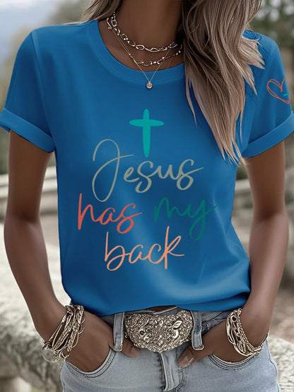 Women's Jesus Has My Back Print Shirt