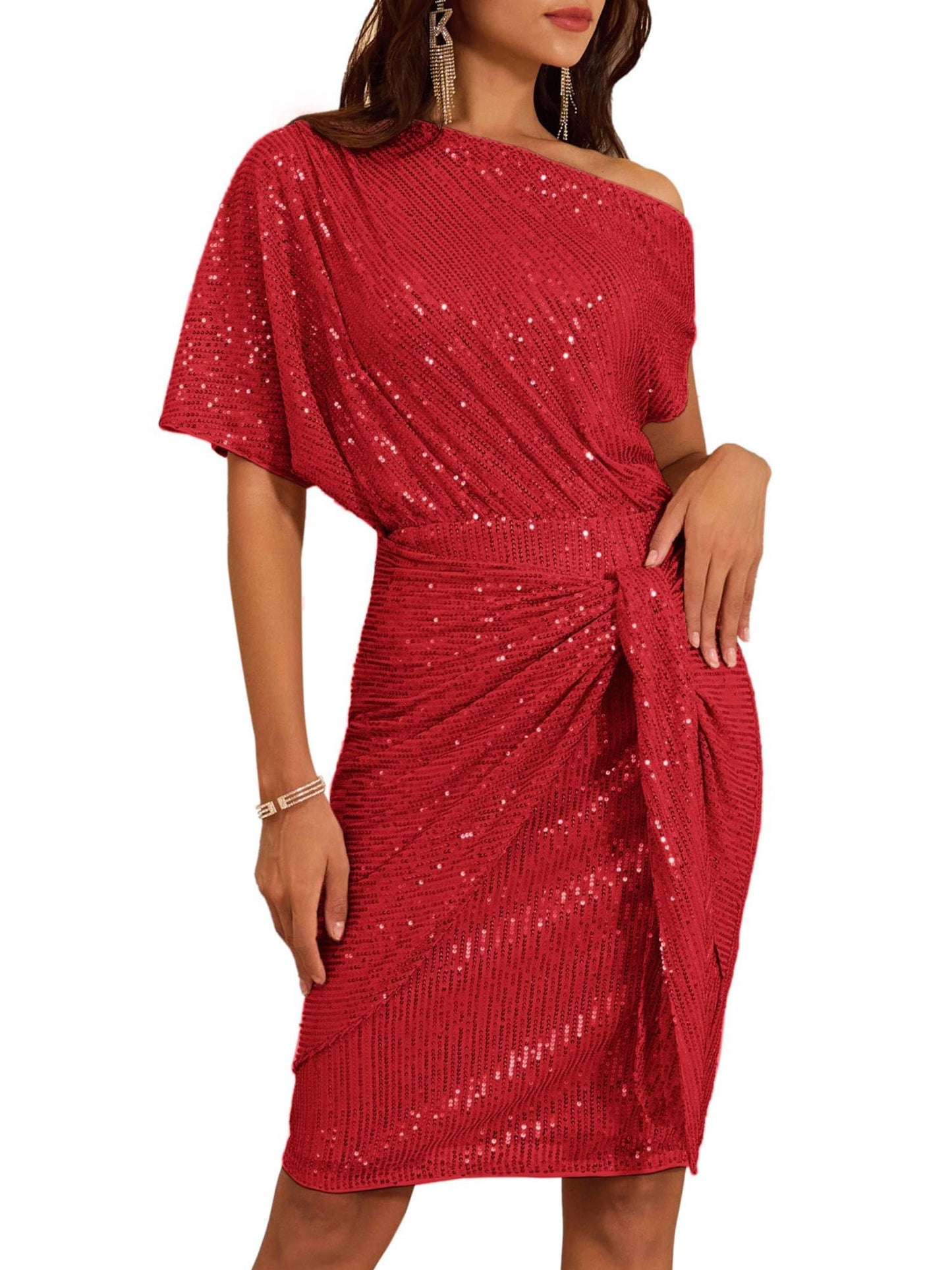 Women's Off Shoulder Sequins Bodycon Dress