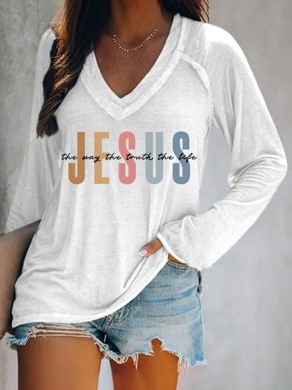 Women's Jesus The Way The Truth The Life Printed Long Sleeve T-Shirt