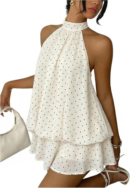 Lorena Chiffon Halter Mini Dress