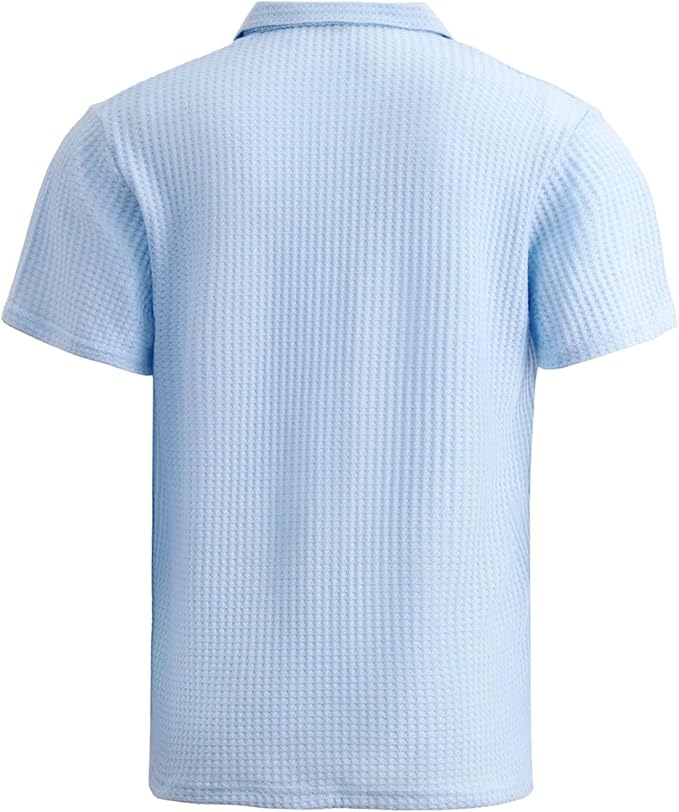 Mens Breathable Hollow Out Knit Polo Shirt