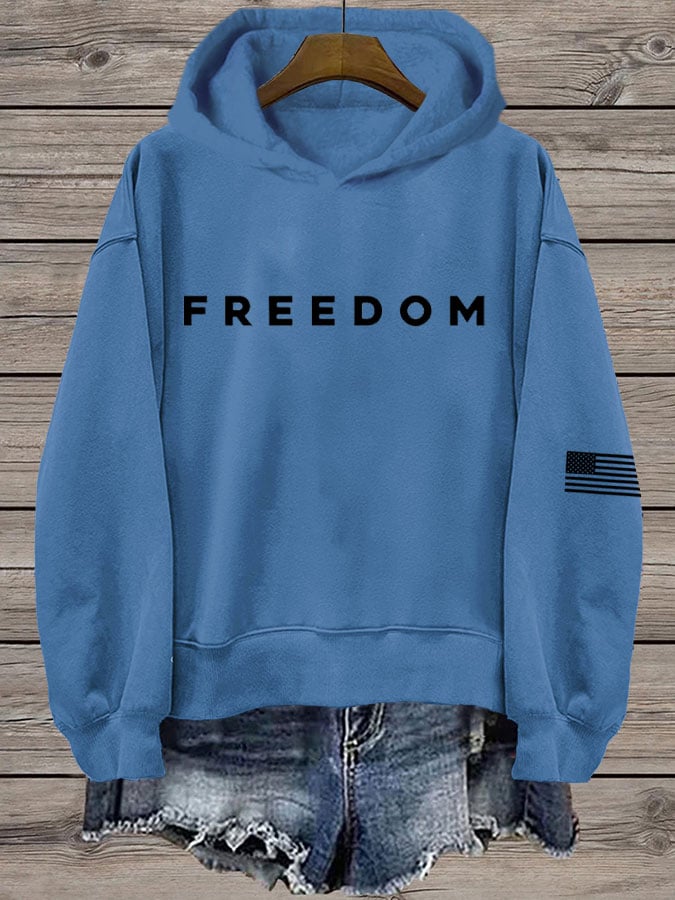 Women's Freedom Print Hooded Sweatshirt