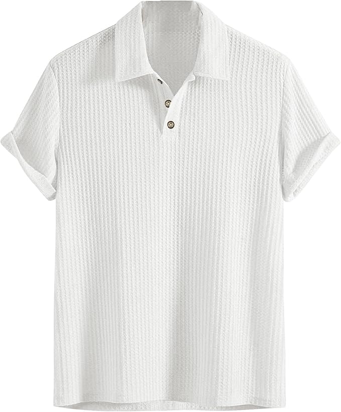 Mens Breathable Hollow Out Knit Polo Shirt