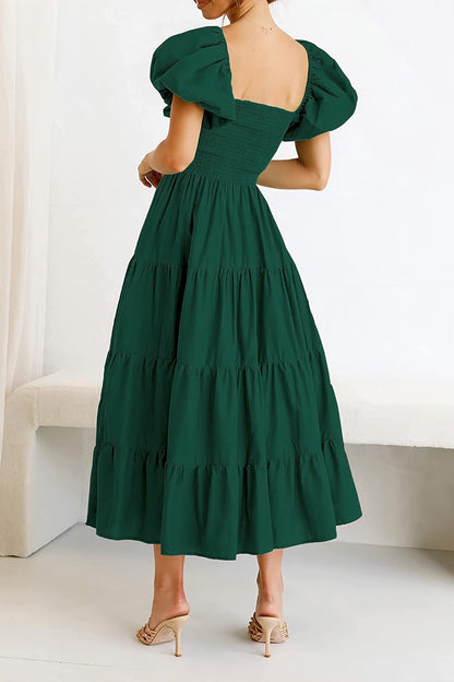 Smocked Puff Sleeve Summer Dress