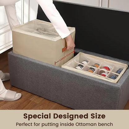Foldable Shoe Storage Organizer with 12 Compartments, Stackable Closet Shoe Box with Clear Window and Removable Dividers, Holds 6-12 Pairs