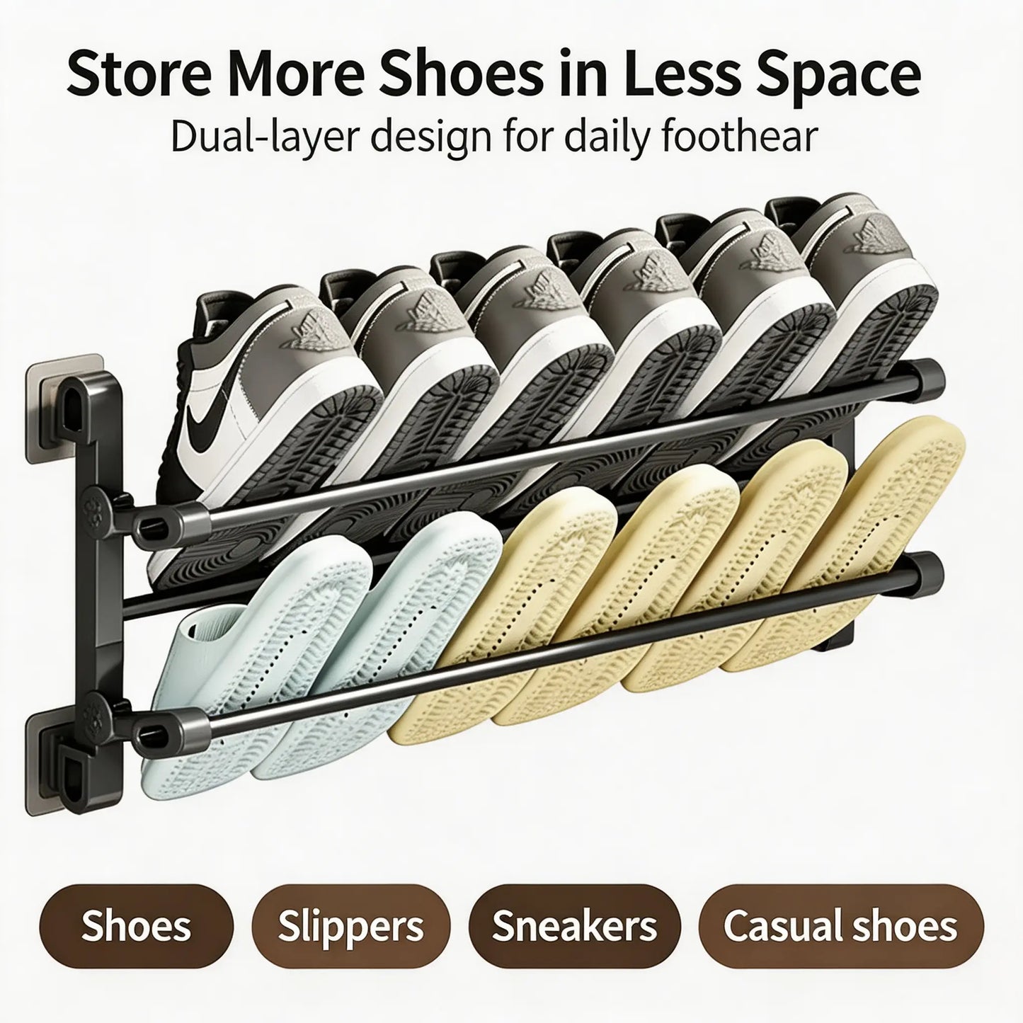 Foldable Wall-Mounted Shoe Rack 50cm Plastic Steel