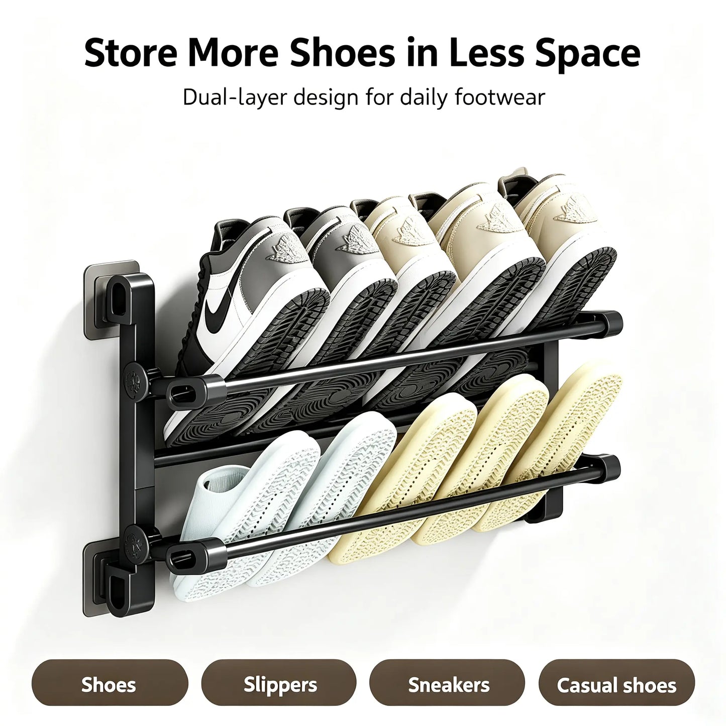 Foldable Wall-Mounted Shoe Rack 50cm Plastic Steel