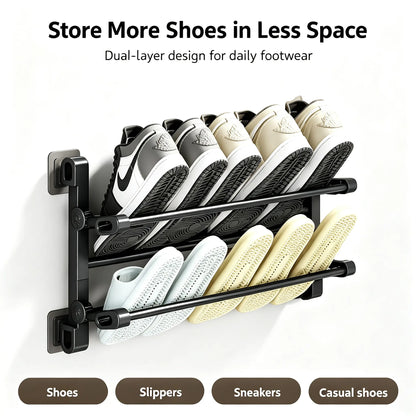 Foldable Wall-Mounted Shoe Rack 50cm Plastic Steel