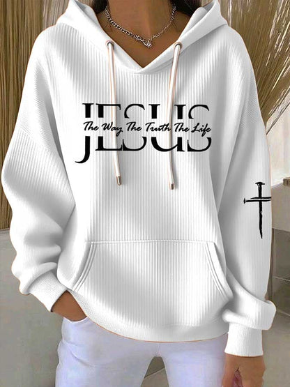 Women's Faith Print Casual Hoodie