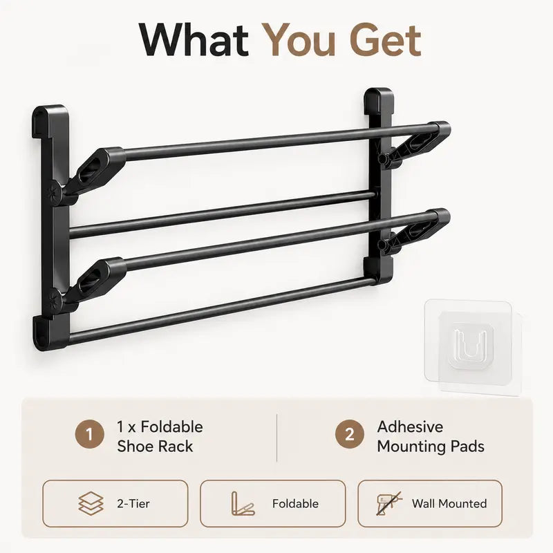 Foldable Wall-Mounted Shoe Rack 50cm Plastic Steel