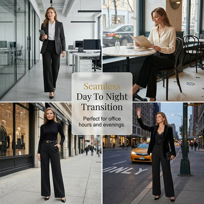 High-Waist Wide-Leg Pants – Breathable & Elegant Drape
