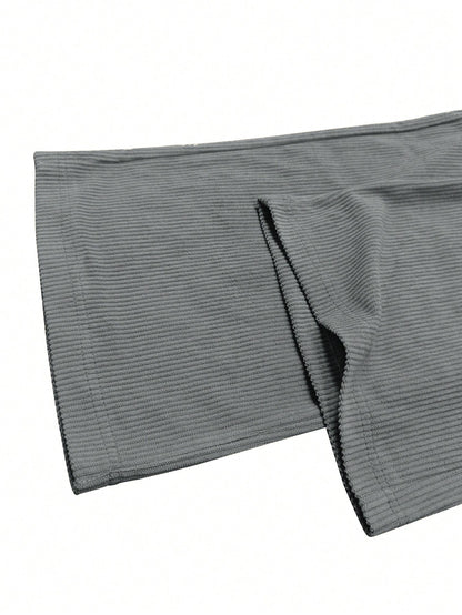 Women's Corduroy Straight Leg Pants with Drawstring Waist