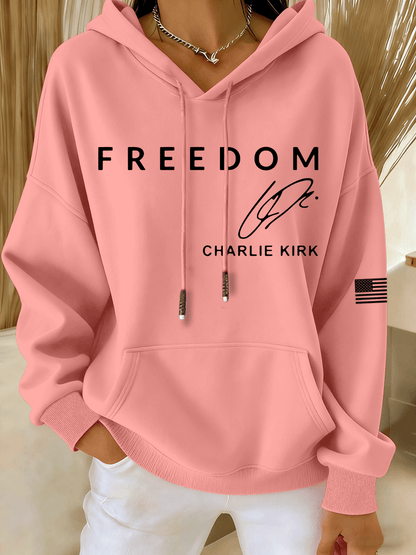 Women's Freedom Heat Transfer Cotton Hooded Sweatshirt