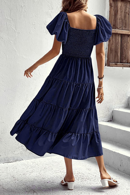 Smocked Puff Sleeve Summer Dress