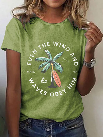 Women'S Casual Christian Scripture Graphic Print Short Sleeve T-Shirt