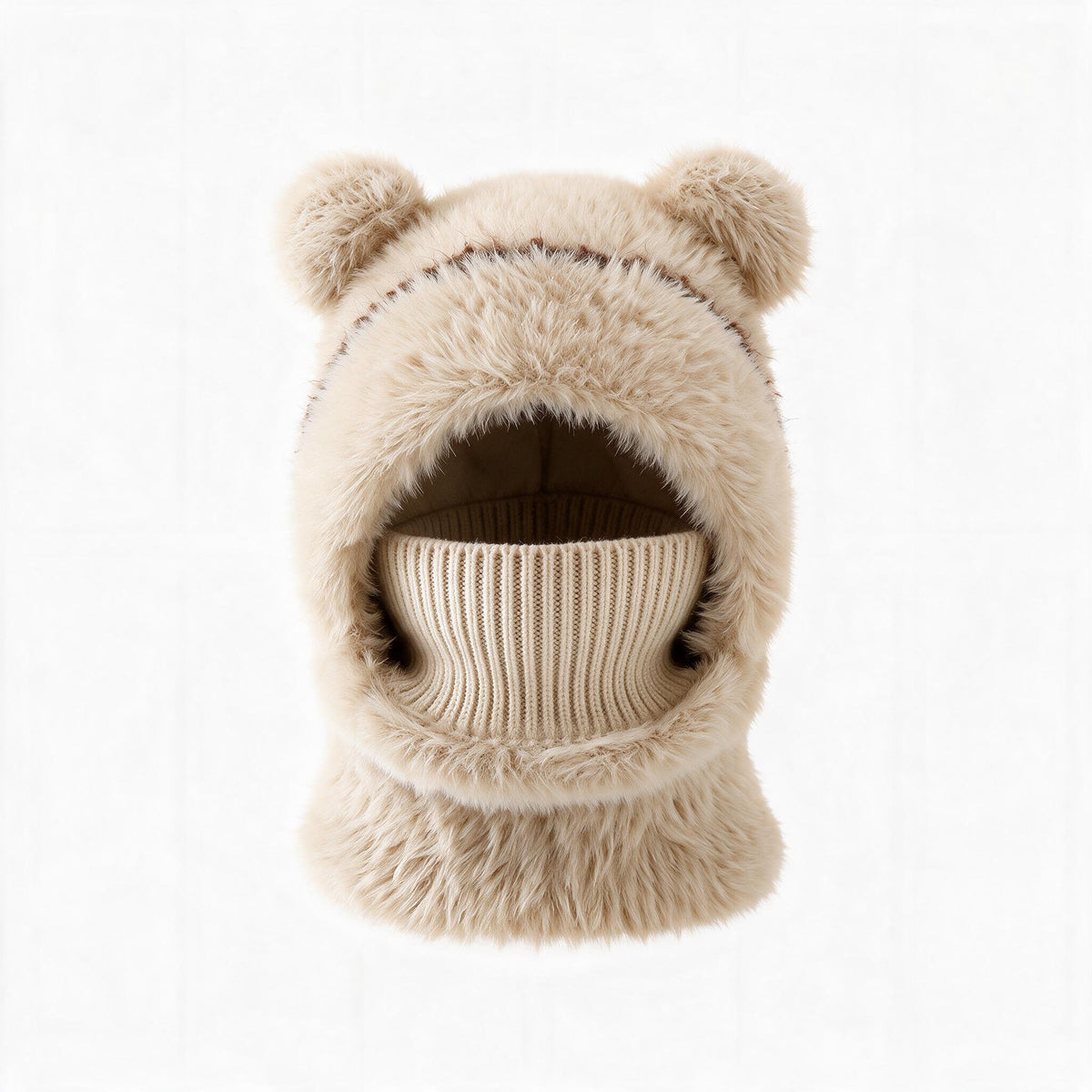 Bear Ear Balaclava Beanie – Soft Knit Winter Hat with Face & Neck Cover