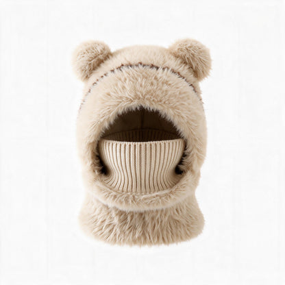 Bear Ear Balaclava Beanie – Soft Knit Winter Hat with Face & Neck Cover