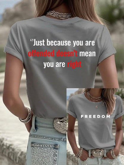 Women's Freedom Print Casual T-Shirt