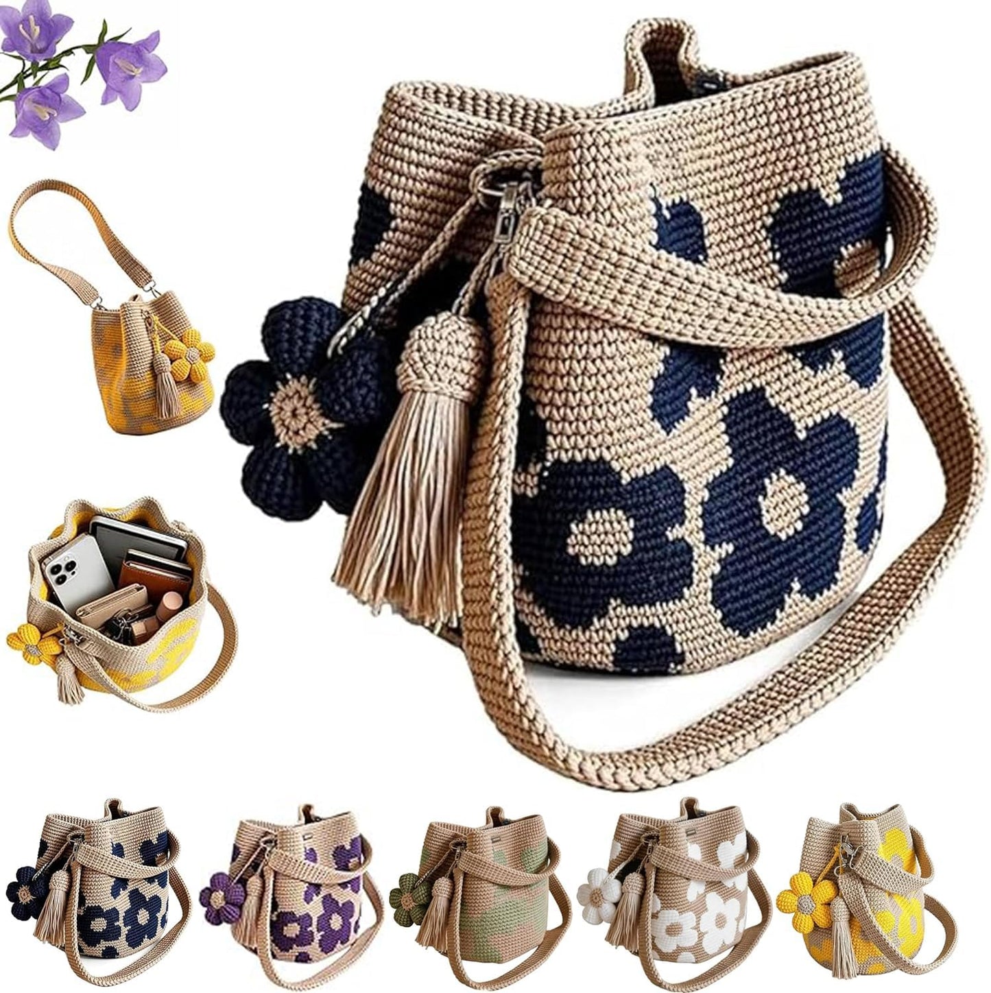 Handmade Crochet Flower Tote