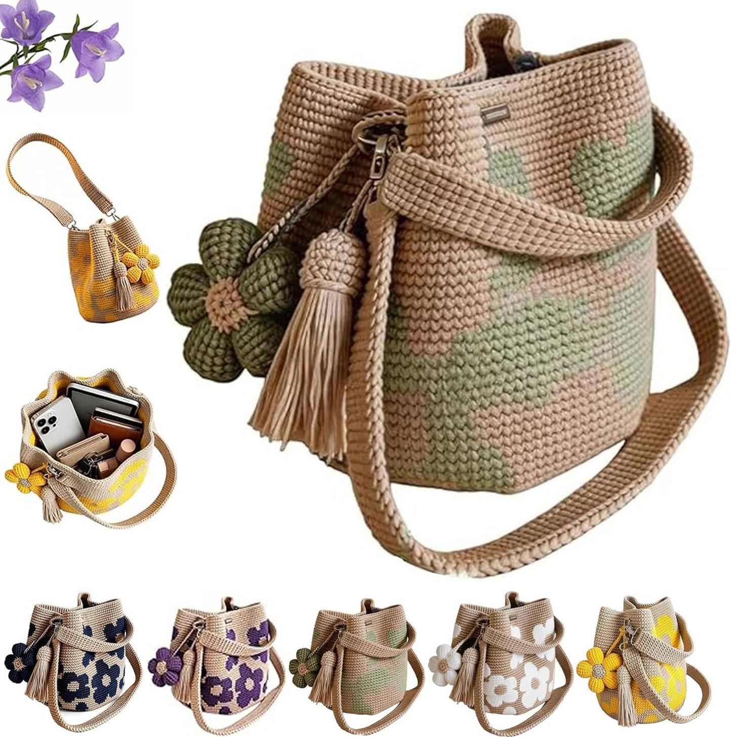 Handmade Crochet Flower Tote