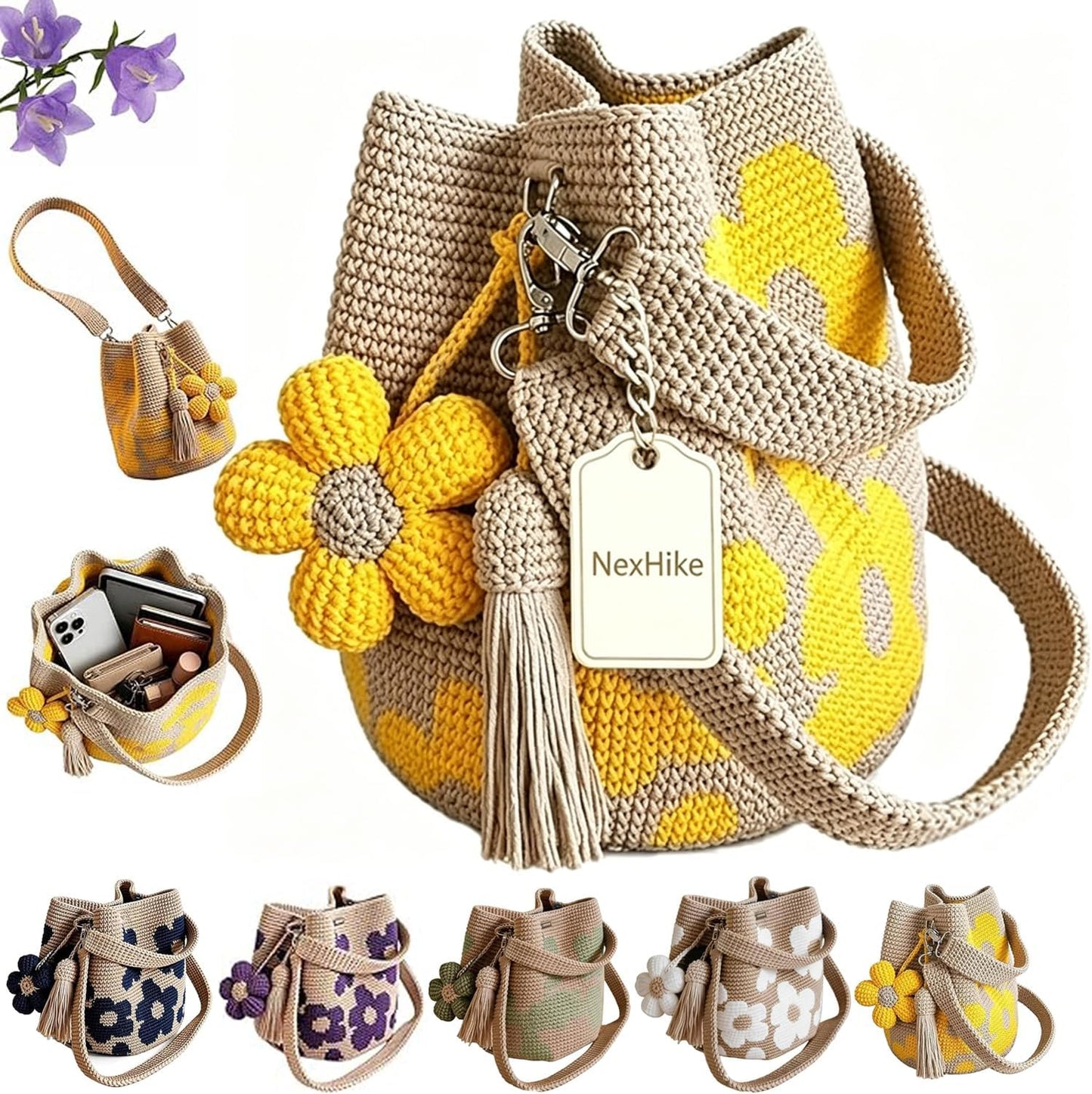Handmade Crochet Flower Tote