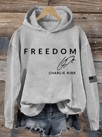 Women's Freedom Print Hooded Sweatshirt