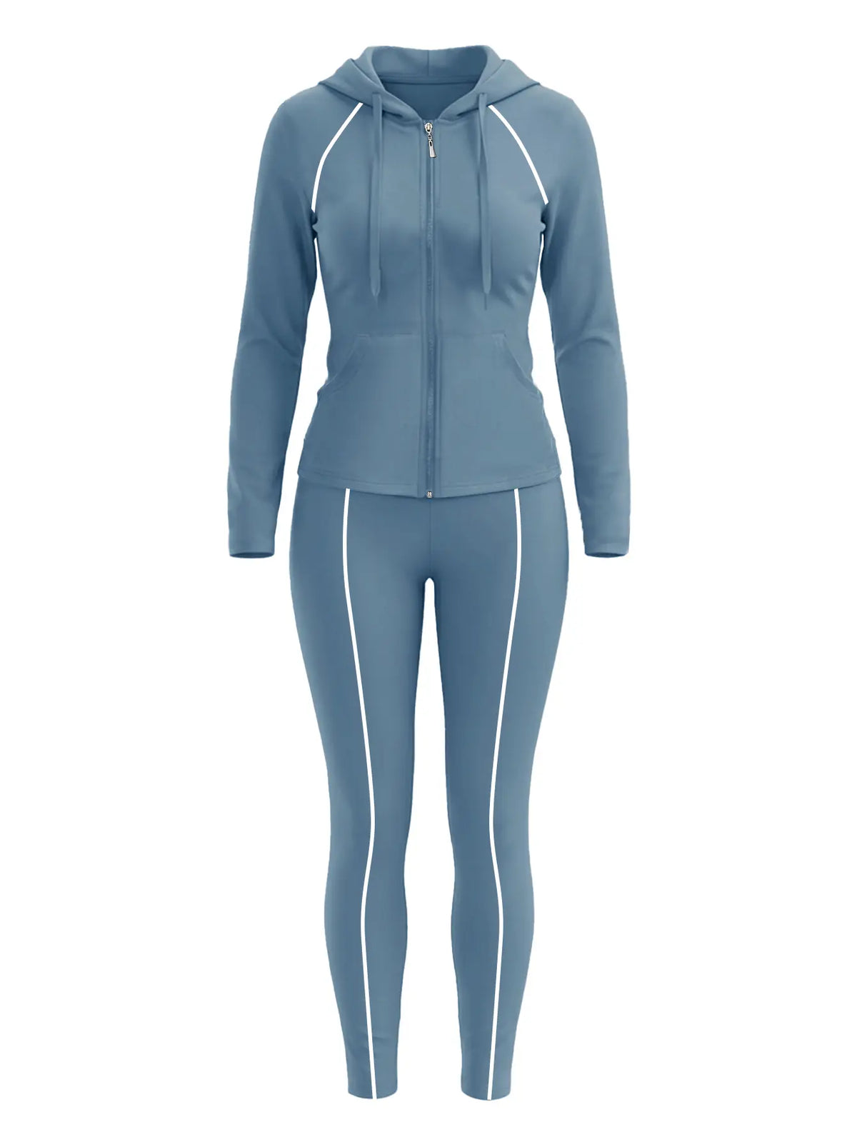 2026 Autumn/Winter Women's Casual Striped Hooded Jacket and Pants Set