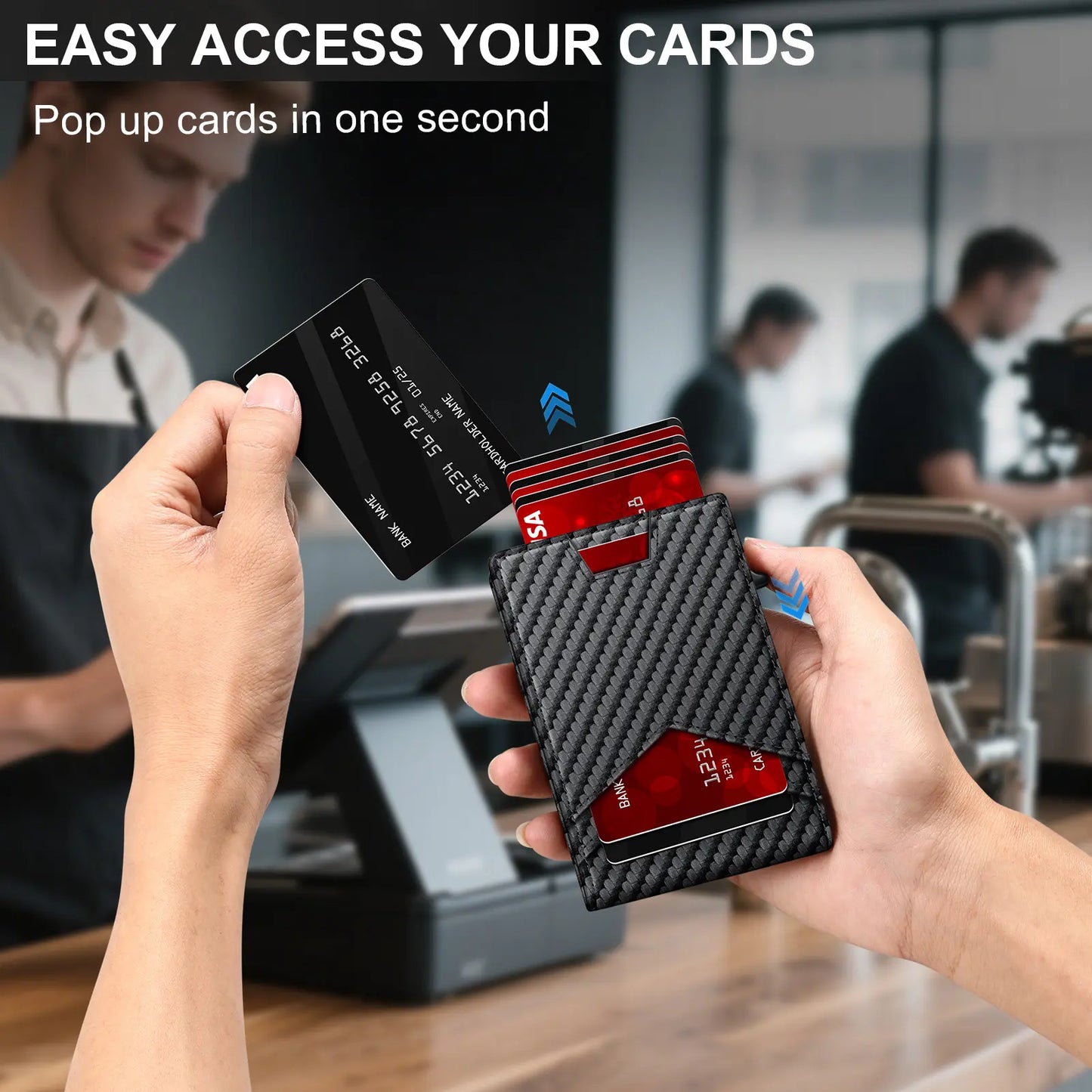 Men's RFID Pop-Up Bifold Wallet – Cash Slot, ID Window, Magnetic Closure 💳