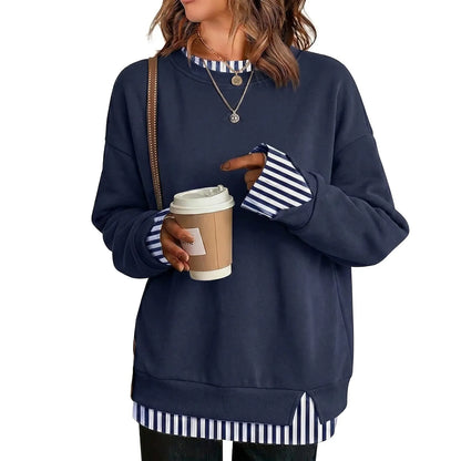 Women's Oversized Layered Sweatshirt with Drop Sleeves