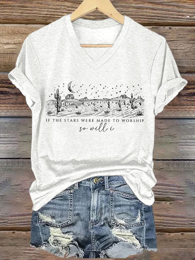 Women's Casual Christian Faith Graphic Print V-Neck Short Sleeve T-Shirt