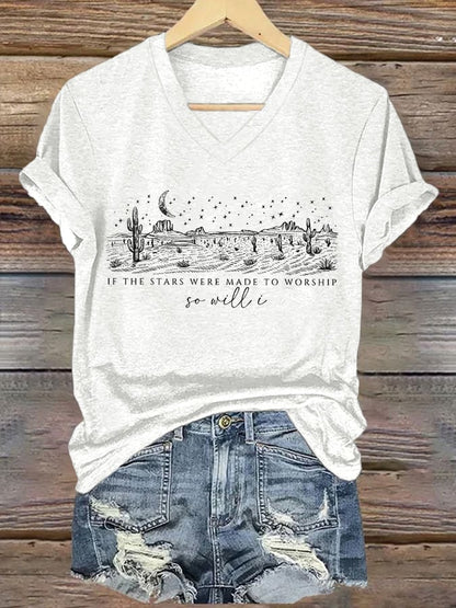 Women's Casual Christian Faith Graphic Print V-Neck Short Sleeve T-Shirt