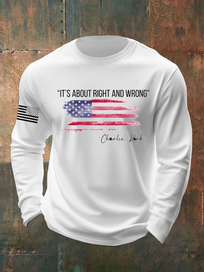 Men'S Casual It's About Right And Wrong   Print T-Shirt