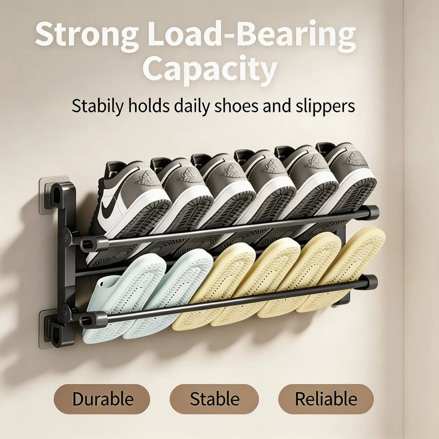 Foldable Wall-Mounted Shoe Rack 50cm Plastic Steel