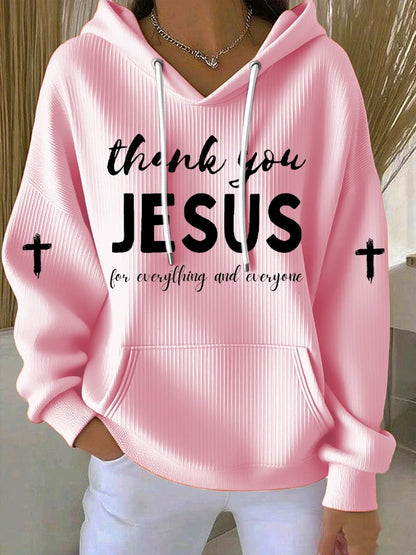 Women's Casual Vintage Faith Thank You Jesus Hoodie