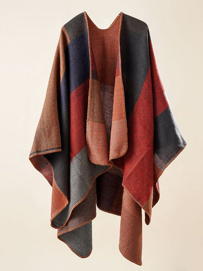 Women's Fashion Retro Contrast Color Faux Cashmere Shawl