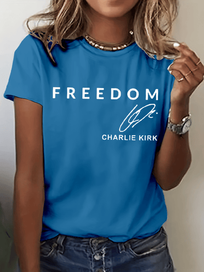 Women's Freedom Print Crew Neck T-Shirt