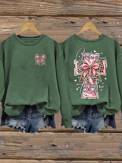 Women's God Is Good All The Time Print Casual Sweatshirt