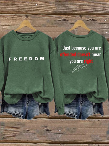 Women's Freedom American Flag Print Waffle Hoodie