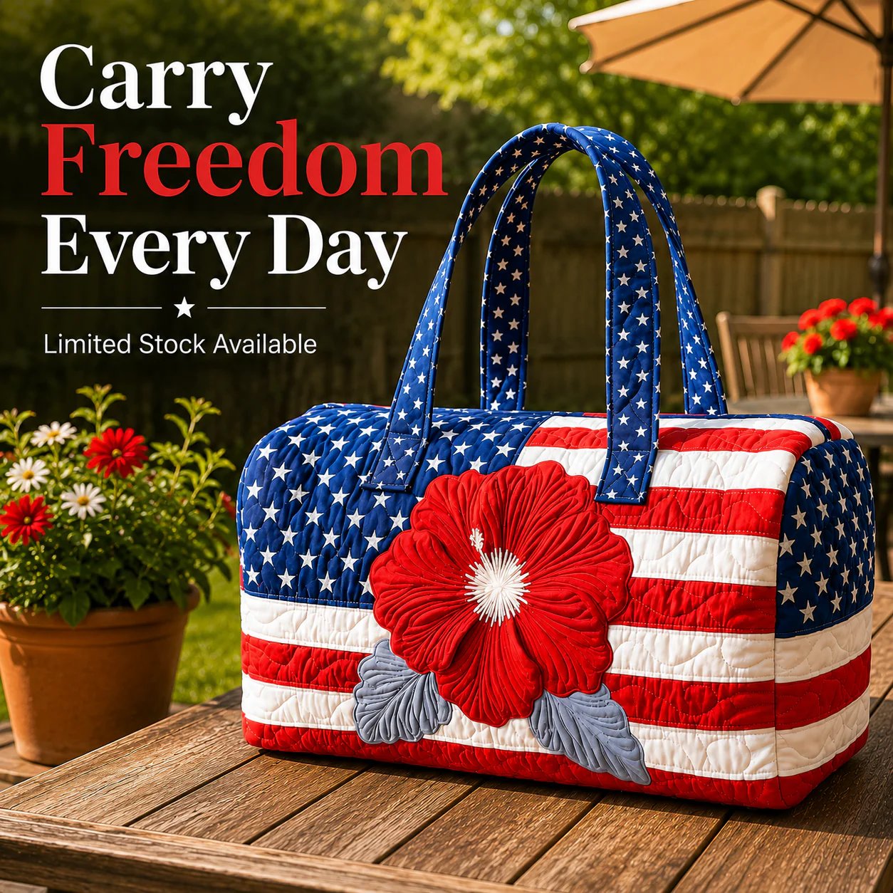 🔥HOT SALE 49% OFF🔥 Floral American Flag Travel Duffel