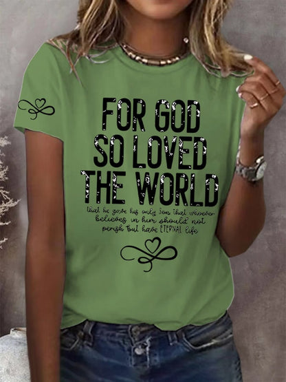 Women's God so Loved the World  Printed Short-Sleeved T-Shirt