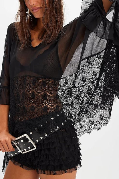 Front-Tie Ruffle Beach & Festival Top