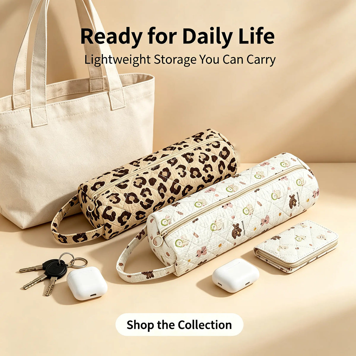 Quilted Hair Dryer Storage Bag - Travel Case for Hair Dryer, Curling Iron & Straightener
