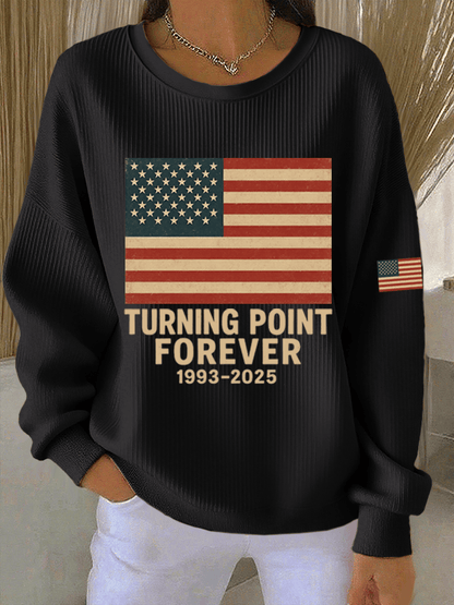 Women's Hot Spot Print Knitted Crew Neck Long Sleeve Top