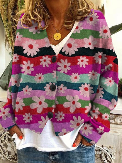 Vintage Check Print Casual Loose Button Flannel Cardigan