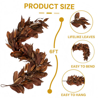 🔥Hot Sale🔥Brown Magnolia Leaf Garland--Buy 2 Free Shipping