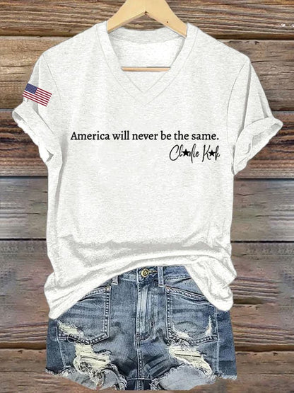 Women's Hot Spot Print V Neck T-shirt