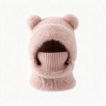 Bear Ear Balaclava Beanie – Soft Knit Winter Hat with Face & Neck Cover