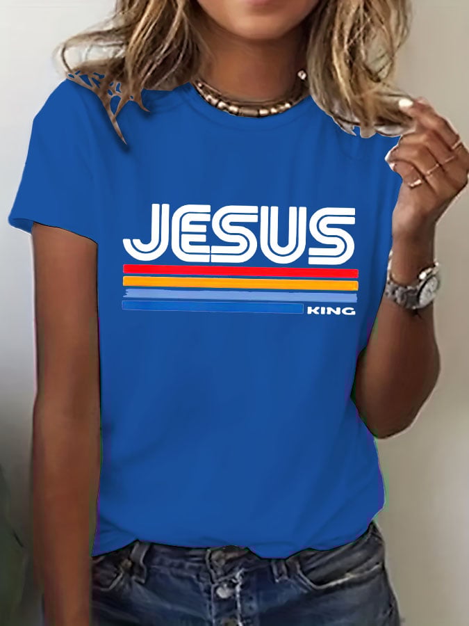 Women's Jesus King Printed Casual T-shirt