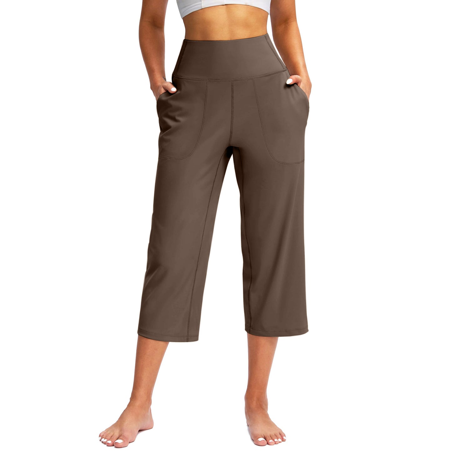 Capri Pants for Women Wide Leg Yoga Dress Cropped Pants
